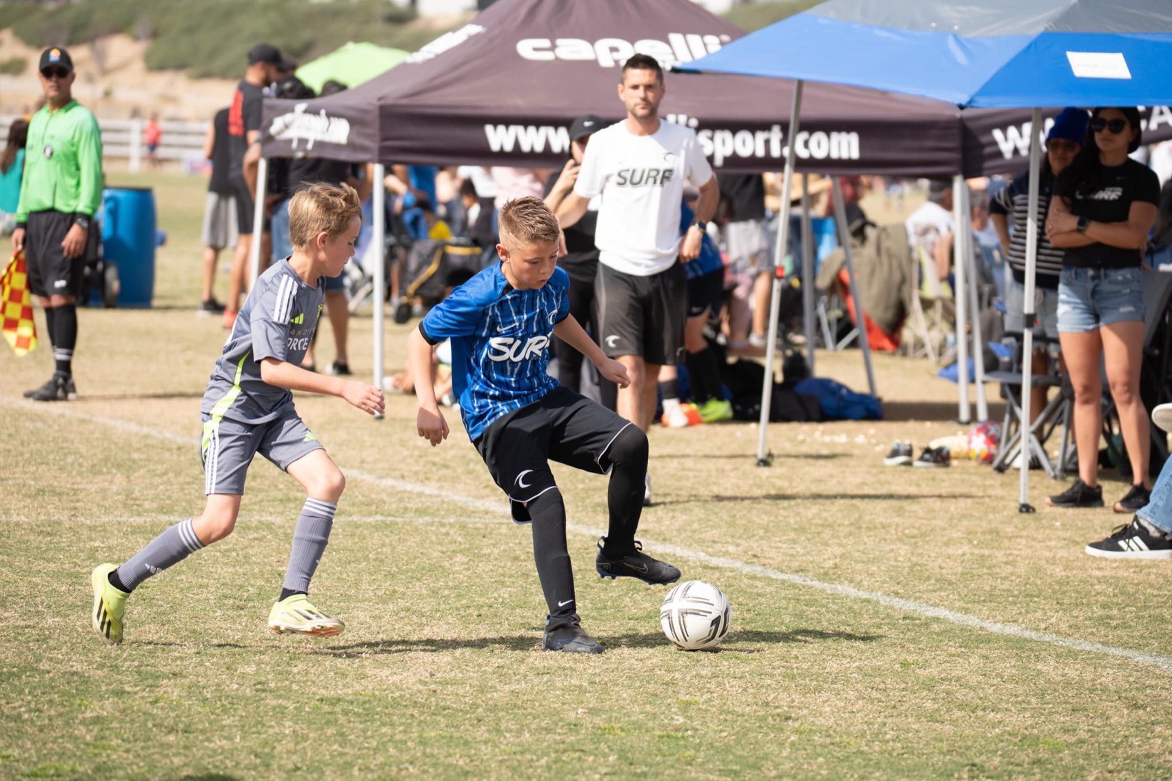 Small-group youth soccer training session in Temecula